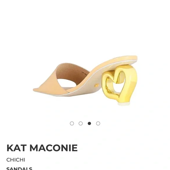 Gold and Cream Heart Heel Sandals - Picture 3 of 11